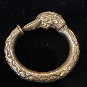 Rare Vintage Silver-Tone Bird Head Bangle Bracelet